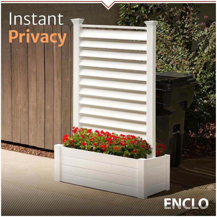 Lexington Louvered Freestanding Privacy Screen w/ Planter Box